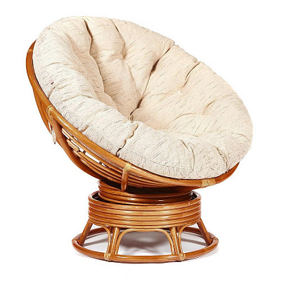 Кресло-качалка PAPASAN / ПАПАСАН 23/01 W с подушкой коньяк ткань старт